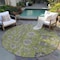 Homeroots 8' Olive Green Gray And Charcoal Round Oriental Washable Indoor Outdoor Area Rug 582106 - alternate 7