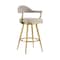 Armen Living Justin 30in Swivel Bar Stool with Gold Brushed Stainless Steel and Taupe Fabric LCJTBABGLTP30 - alternate 1