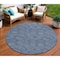 Homeroots 8' Navy Blue And Ivory Round Geometric Washable Indoor Outdoor Area Rug 602385 - alternate 1