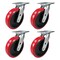 Hyw Products Heavy Duty Caster Set 8in Polyurethane on Plastic Wheels, 4 Swivel, 4PK 40-80S-A1-PU-4 - alternate 1