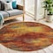 Homeroots 4' Flame Yellow And Orange Round Abstract Indoor Outdoor Area Rug 573902 - alternate 5