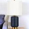 Homeroots 15" Blue and Gold Ceramic Cylinder Table Lamp With White Drum Shade 546122 - alternate 2