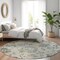 Homeroots 8' Taupe Navy Blue And Denim Blue Round Floral Washable Indoor Outdoor Area Rug 589508 - alternate 5