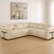 Homeroots Beige Italian Leather Modular L Shaped Six Piece Corner Sectional With Console 534847 - alternate 1
