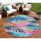 Homeroots 8' Sky Blue And Pink Round Floral Washable Indoor Outdoor Area Rug 611128 - alternate 1