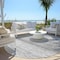 Homeroots 8' Gray And Silver Round Striped Washable Indoor Outdoor Area Rug 589682 - alternate 5