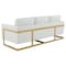 Leisuremod Lincoln Upholstered Leather Sofa with Gold Frame, White LA83W-L - alternate 3