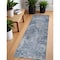 Homeroots 8' Runner Blue Abstract Washable Non Skid Indoor Outdoor Runner Rug 564234 - alternate 3