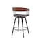 Armen Living Athena 27in Swivel Walnut Wood Counter Stool in Black Faux Leather with Black Metal LCATBAWABLK26 - alternate 5