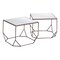 Homeroots Set of Two Silver and Bronze Mirrored Glass and Steel Square Abstract Bunching Coffee Tables 572205 - alternate 6