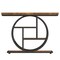 Kioottoo 41.3'' Industrial 4-Tier Console Table with Circle Base, Rustic Brown & Black Sofa Table TB-JW0606 - alternate 5