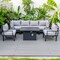 Leisuremod Chelsea 7-Piece Patio Sectional And Fire Pit Table Black Aluminum With Cushions, Light Grey CSFBL-7LGR - alternate 6