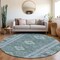 Homeroots 8' Blue Round Geometric Washable Indoor Outdoor Area Rug 607436 - alternate 5