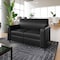 Flash Furniture Agent Black LeatherSoft Reception Loveseat with Right Side Charging Bank, Includes 2 Outlets, 2USB BT-827U-2-BK-CHR-GG - alternate 6