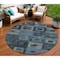 Homeroots 8' Blue Gray And Charcoal Round Geometric Washable Indoor Outdoor Area Rug 605021 - alternate 1