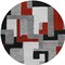Homeroots 8' Gray Ivory And Red Round Geometric Washable Indoor Outdoor Area Rug 613213 - alternate 7
