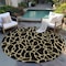 Homeroots 8' Black And Gold Round Geometric Washable Indoor Outdoor Area Rug 599180 - alternate 4