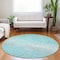 Homeroots 8' Aqua And Teal Blue Round Abstract Washable Indoor Outdoor Area Rug 609446 - alternate 4