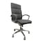 We'Re It Liberty Series Modern Ribbed High-Back Upholstered Executive Chair in Grey Vinyl with Chrome Frame OFD6300-MGRY - alternate 1