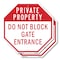 Signmission Private Property Do Not Block Gate, 10 inch X 10 inch, Plastic Sign, 2PK OC-P-2PACK-10-134 - alternate 1