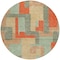 Homeroots 8' Sage Gray And Orange Round Geometric Washable Indoor Outdoor Area Rug 613231 - alternate 4