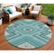 Homeroots 8' Teal Blue And Ivory Round Tribal Washable Indoor Outdoor Area Rug 598156 - alternate 1