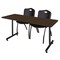 Regency Kobe T-Base Training Seminar Table W/ 2 M Stack Chairs, 60 in W, 24 in L, Neo Walnut MKTRCT6024NW47BK - alternate 1