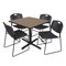 Regency Square Cain Breakroom Table W/ 4 Zeng Stack Chairs, 36 in W, 36 in L, Noble Oak TB3636NO44BK - alternate 1