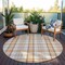 Homeroots 8' Peach And Beige Round Plaid Washable Indoor Outdoor Area Rug 601346 - alternate 5