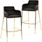Leisuremod Axis Velvet/Polyester/Leather Bar Stool - Stainless Steel Base, Low Back & Armrests, 2PK ACG29BL2 - alternate 1