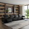 Homeroots 166" Black Top Grain Leather Reclining Metal USB Sofa 720373 - alternate 4