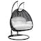Leisuremod Mendoza Charcoal Wicker Hanging 2 person Egg Swing Chair with White Cushions MSCCH-53W - alternate 1