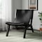 Homeroots 32" Black Genuine Leather and Solid Wood Slipper Chair 606002 - alternate 3