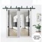 Sartodoors Slab Barn Door Panel Clear Glass, Lucia 2566 White Silk and Aluminum Strips, Sturdy Finished Doors LUCIA2566S-WS-32 x 96 - alternate 4