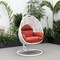 Leisuremod White Wicker Hanging Egg Swing Chair with Cherry Cushions ESCW-40CHR - alternate 7