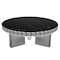 Homeroots 35" Silver And Black Mirrored Glass and Faux Marble Round Coffee Table 568904 - alternate 1