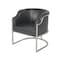 Homeroots Charcoal and Silver Upholstered Leather Curved Back Dining Arm Chair 534390 - alternate 3
