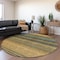 Homeroots 8' Wheat Brown And Teal Blue Round Striped Washable Indoor Outdoor Area Rug 614853 - alternate 2