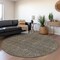 Homeroots 8' Taupe Denim Blue And Olive Green Round Striped Washable Indoor Outdoor Area Rug 615097 - alternate 4