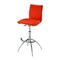 Homeroots Set of Two Red and Silver Faux Leather and Metal Low Back Adjustable Height Bar Chairs, 2PK 555029 - alternate 3