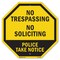 Signmission No Trespassing No Soliciting Police, 10 Inch X 10 Inch, Aluminum Metal Signs OC-A-10-102 - alternate 1