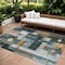 Homeroots 9' X 12' Teal Blue Gray And Gold Geometric Washable Indoor Outdoor Area Rug 604486 - alternate 1