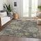 Homeroots 9' X 12' Gray And Charcoal Floral Washable Indoor Outdoor Area Rug 604130 - alternate 2