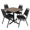 Regency Square Cain Breakroom Table W/ 4 Restaurant Stack Chairs, 30 in W, 30 in L, Noble Oak TB3030NO29BK - alternate 1