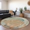 Homeroots 8' Teal Blue And Copper Round Abstract Washable Indoor Outdoor Area Rug 615718 - alternate 3