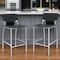 Homeroots Set of Two 29" Black and Silver Metal and Faux Leather Low Back Bar Height Bar Chairs, 2PK 555055 - alternate 3