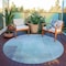Homeroots 8' Blue Round Geometric Washable Indoor Outdoor Area Rug 608090 - alternate 3