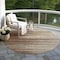 Homeroots 8' Brown Beige And Ivory Round Striped Washable Indoor Outdoor Area Rug 597231 - alternate 5