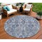 Homeroots 8' Navy Blue And Sky Blue Round Damask Washable Indoor Outdoor Area Rug 588144 - alternate 1