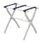 Homeroots White Folding Luggage Rack With Navy Blue Straps 489578 - alternate 1